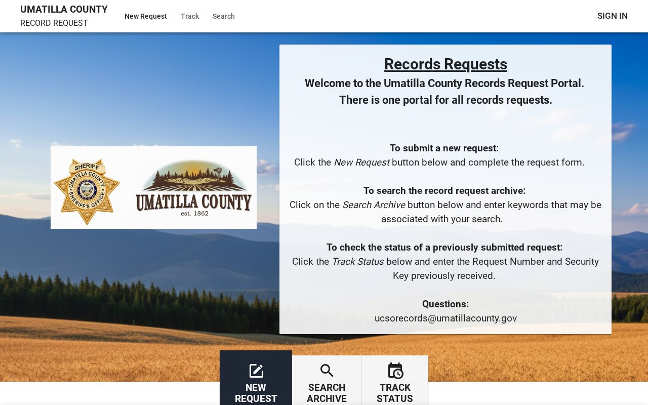 Umatilla County JustFOIA public records request portal